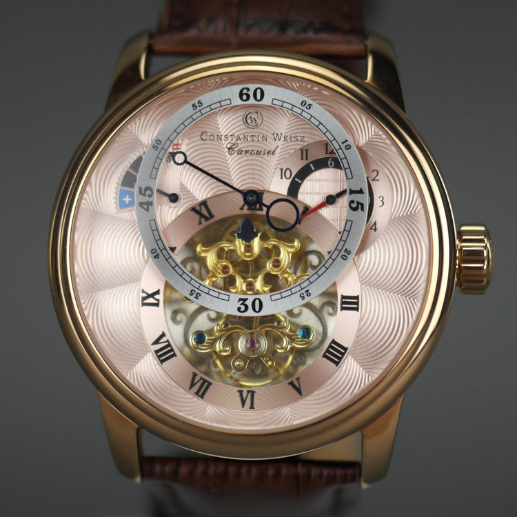 Constantin Weisz Carousel 29 joyas Reloj de pulsera automático esqueleto y correa de piel