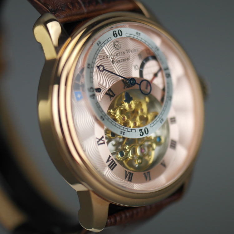 Constantin Weisz Carousel 29 jewels Automatic skeleton wrist watch and leather strap