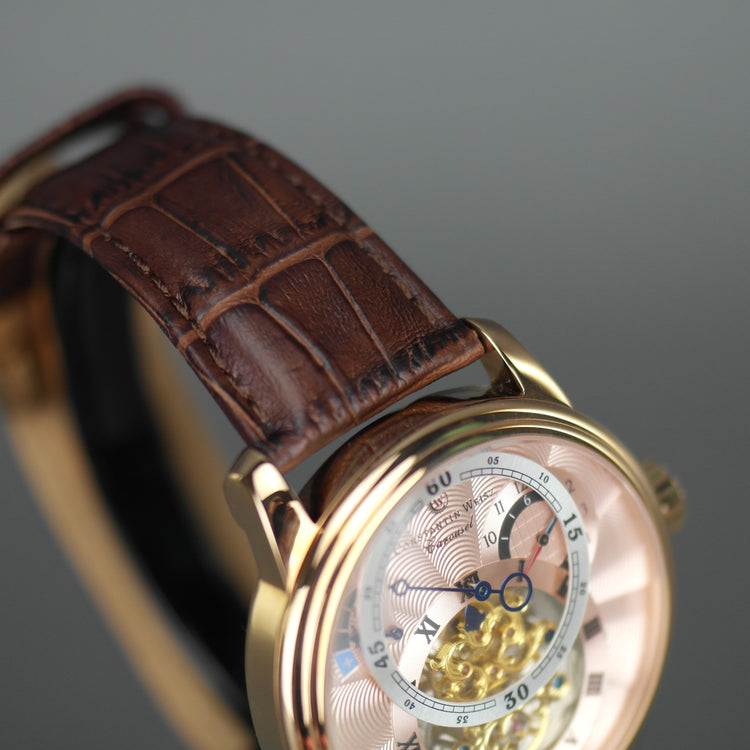 Constantin Weisz Carousel 29 jewels Automatic skeleton wrist watch and leather strap