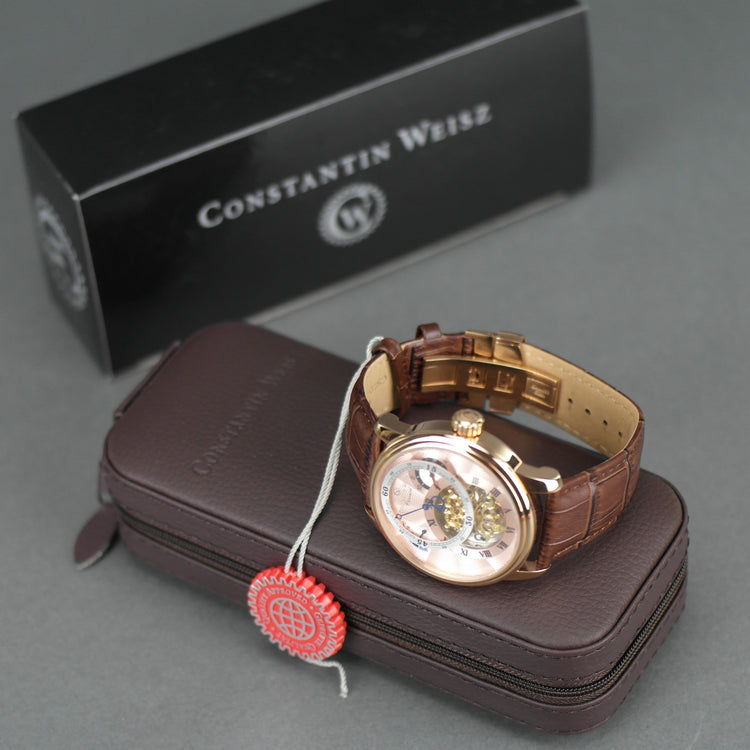 Constantin Weisz Carousel 29 joyas Reloj de pulsera automático esqueleto y correa de piel