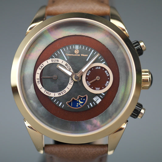 Constantin Weisz vergoldete Automatik-Armbanduhr mit 21 Steinen und MOP-Zifferblatt