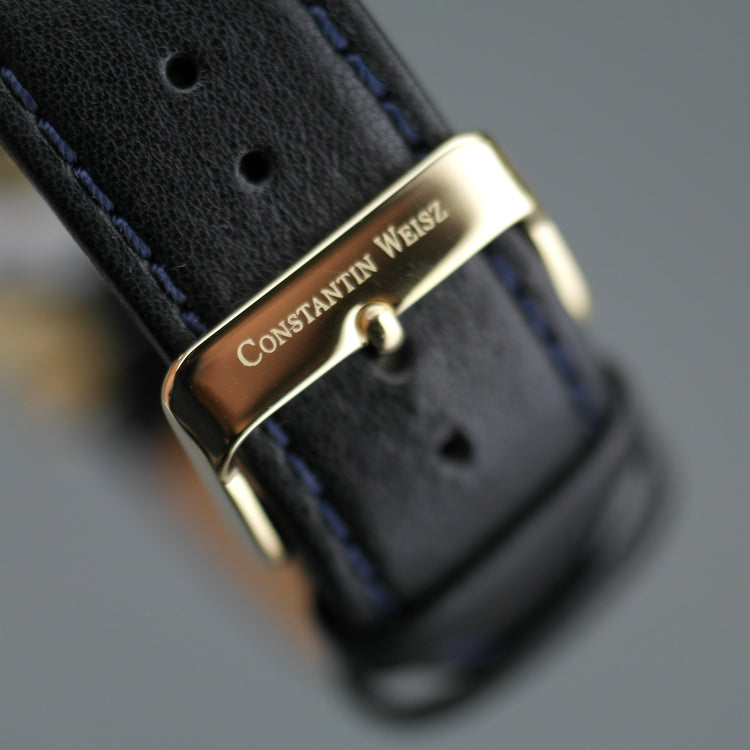 Limited Edition Constantin Weisz Automatic 24 jewels Gold plated wrist watch with blue dial