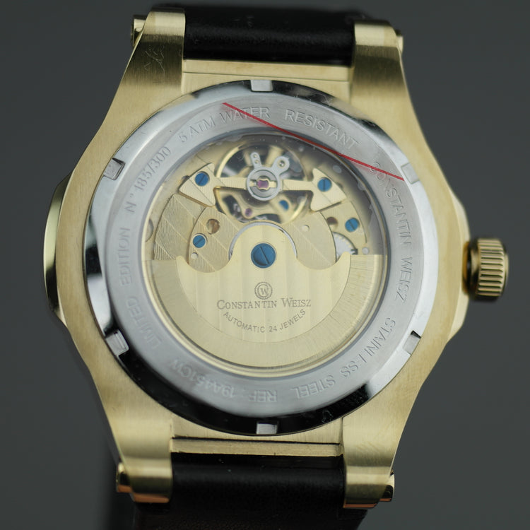 Limited Edition Constantin Weisz Automatic 24 jewels Gold plated wrist watch with blue dial