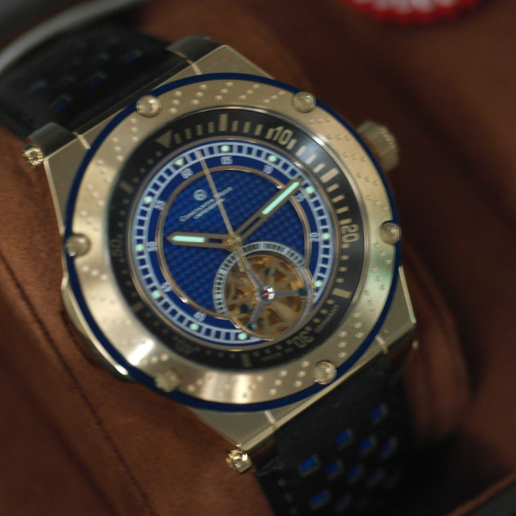 Limited Edition Constantin Weisz Automatic 24 jewels Gold plated wrist watch with blue dial