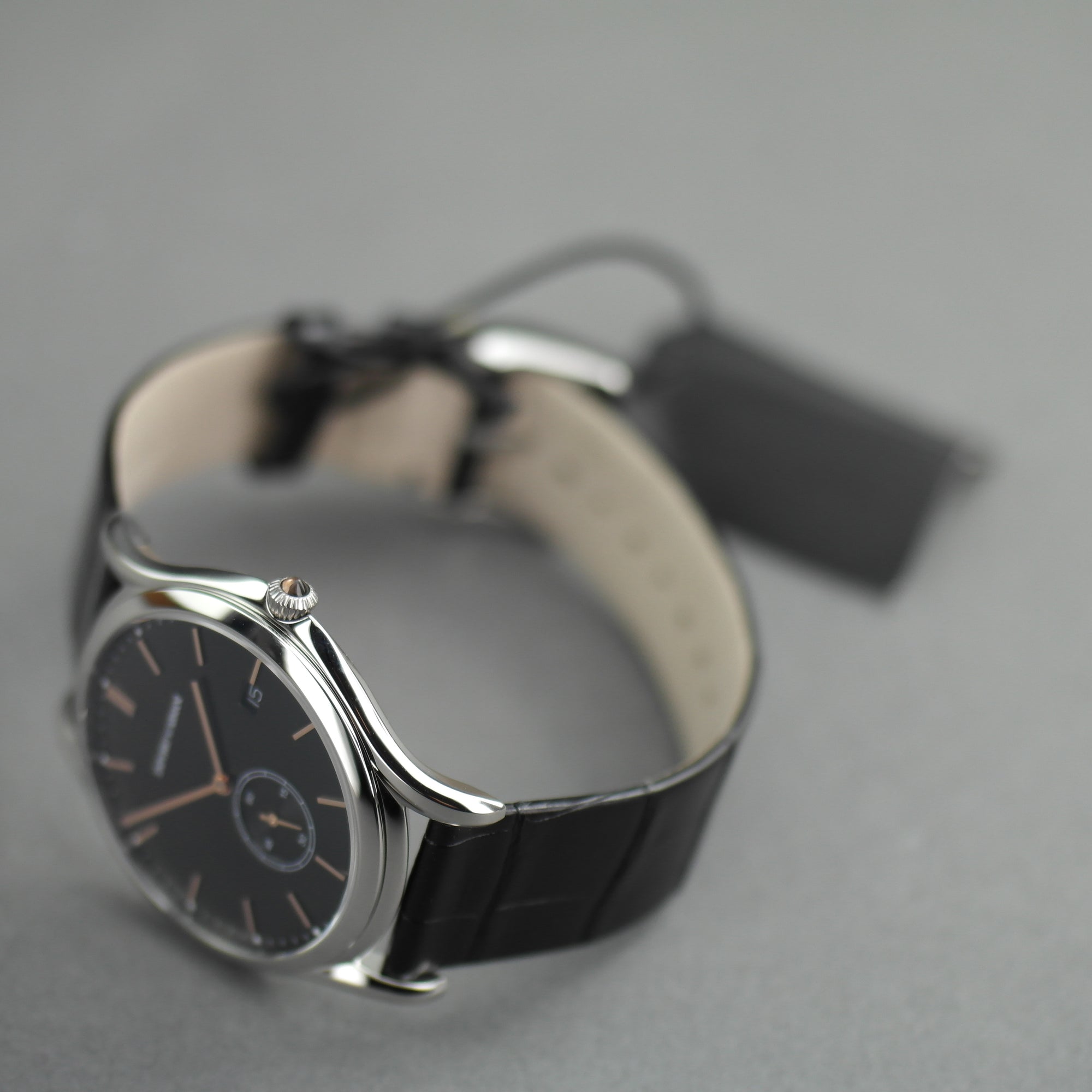 Emporio Armani Classic Swiss Stainless Steel wrist watch leather strap