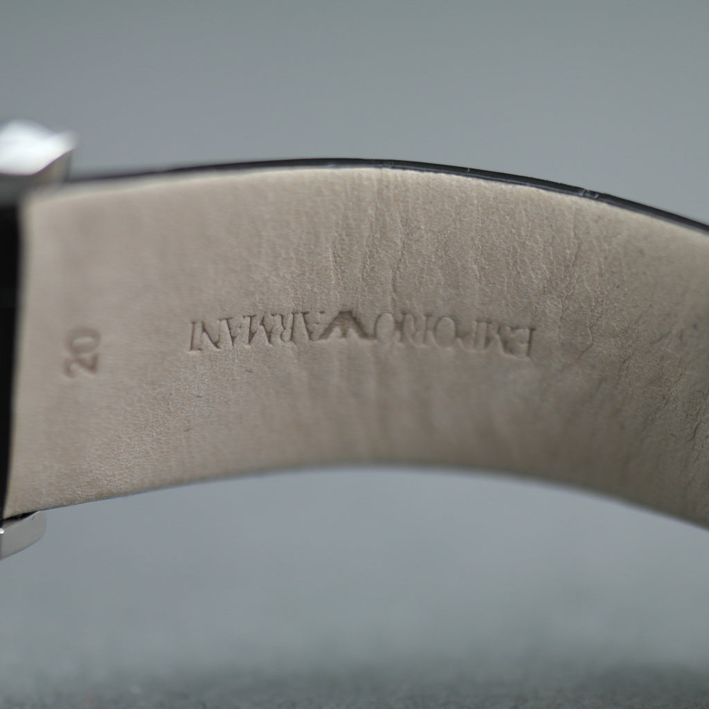 Emporio Armani Classic Swiss Stainless Steel wrist watch leather strap