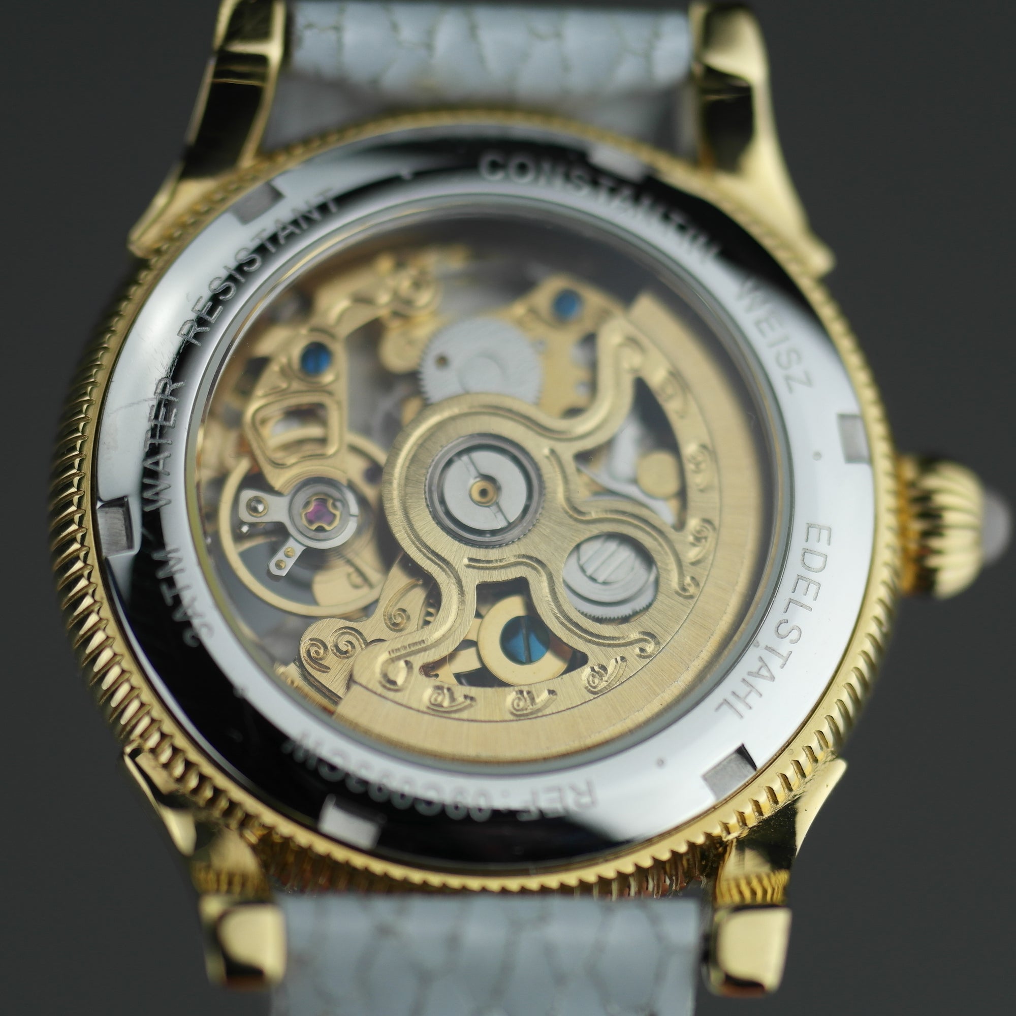 Constantin Weisz Flower Love vergoldete Automatik-Armbanduhr mit Perlmutt-Zifferblatt
