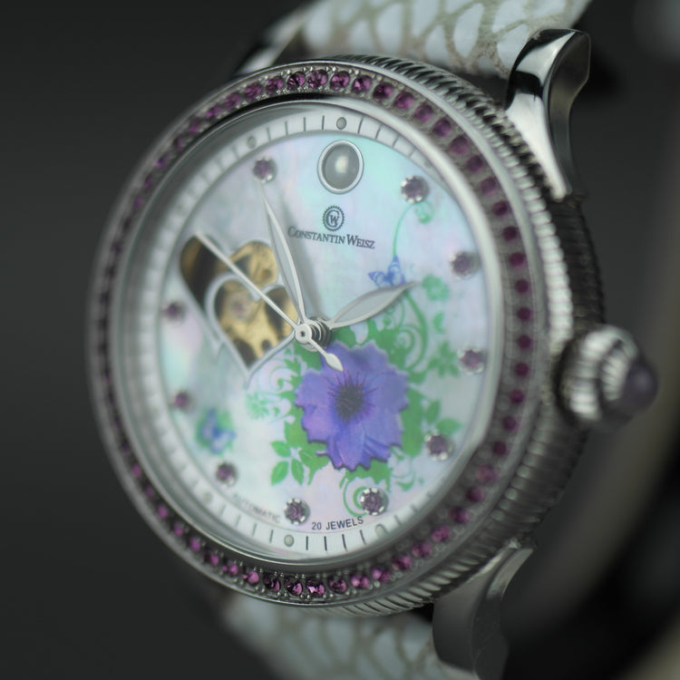 Constantin Weisz Flower Love Automatik-Armbanduhr mit Perlmutt-Zifferblatt