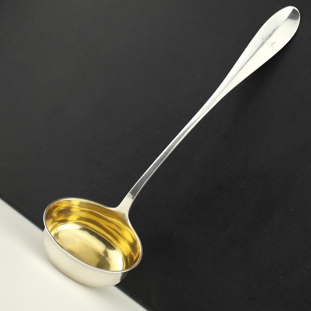 Antique German solid silver big ladle Hanau 800 Knauer C. R.