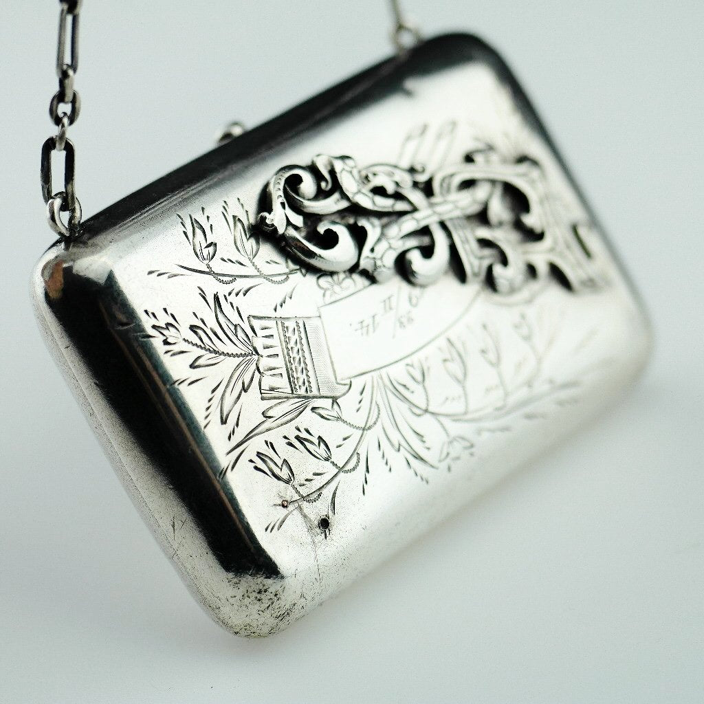 Antique solid silver wallet purse Emperor Nicolas II era of Russia 84