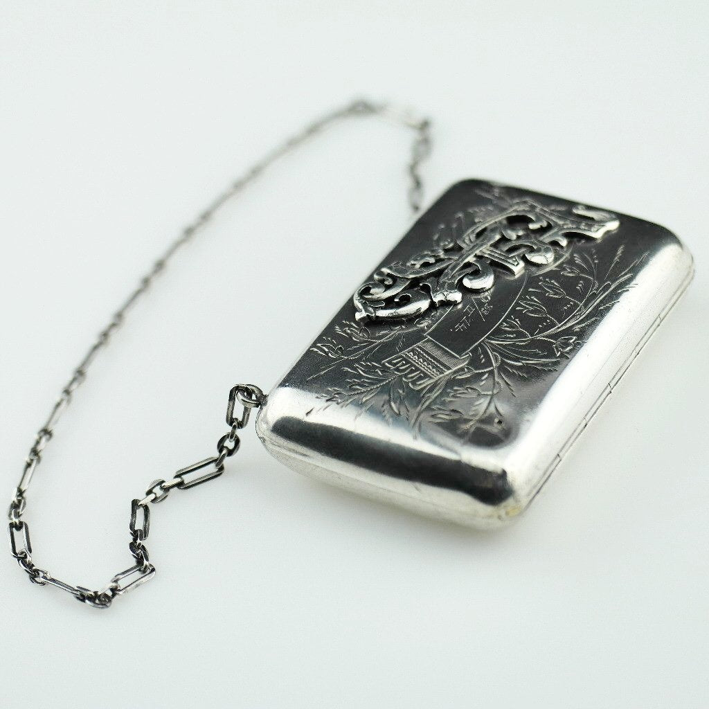 Antique solid silver wallet purse Emperor Nicolas II era of Russia 84