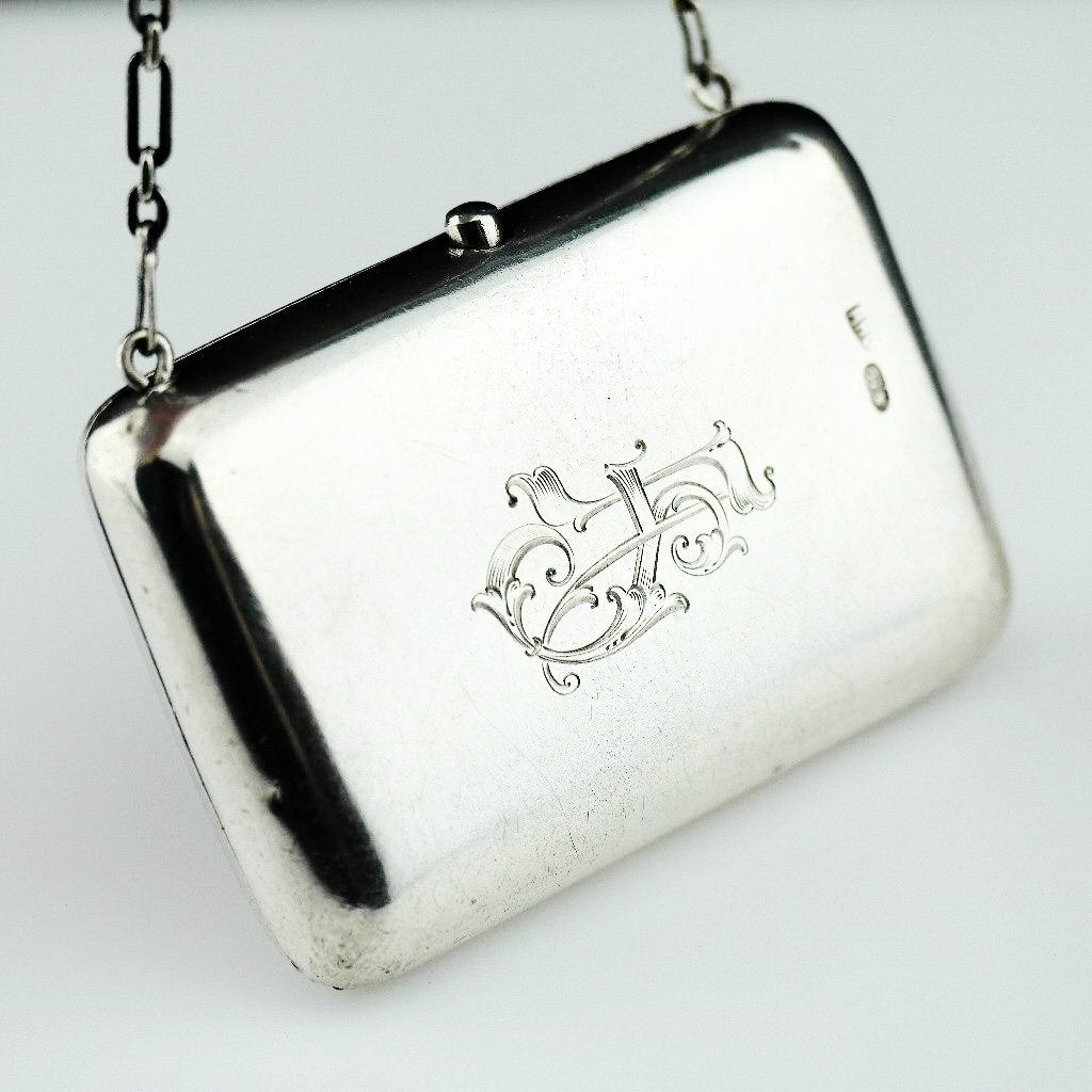 Antique solid silver wallet purse Emperor Nicolas II era of Russia 84