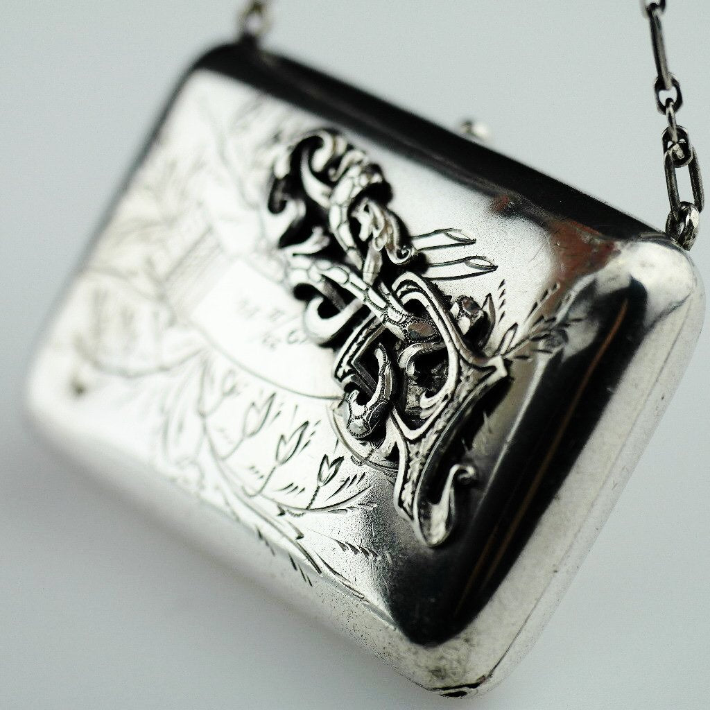 Antique solid silver wallet purse Emperor Nicolas II era of Russia 84