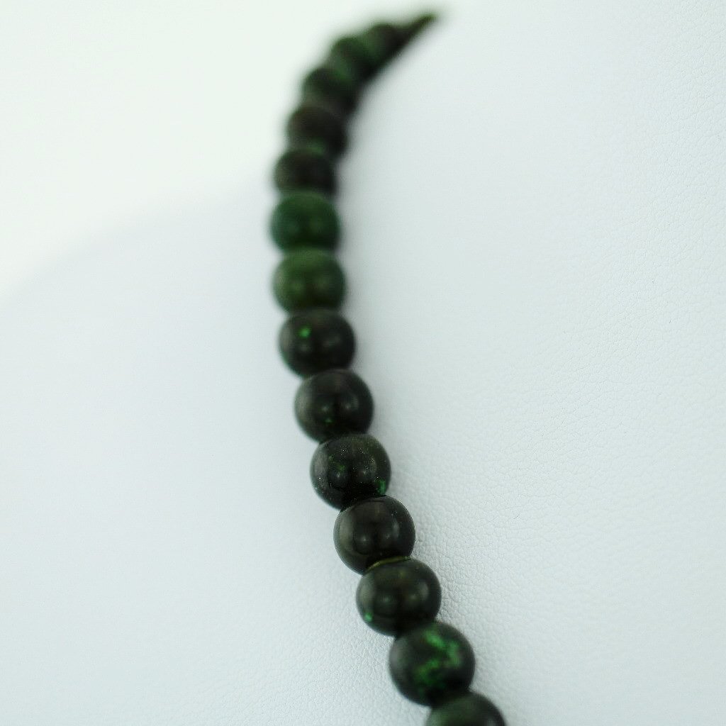 Antique Jade Nephrite beads necklace with Sterling clasp