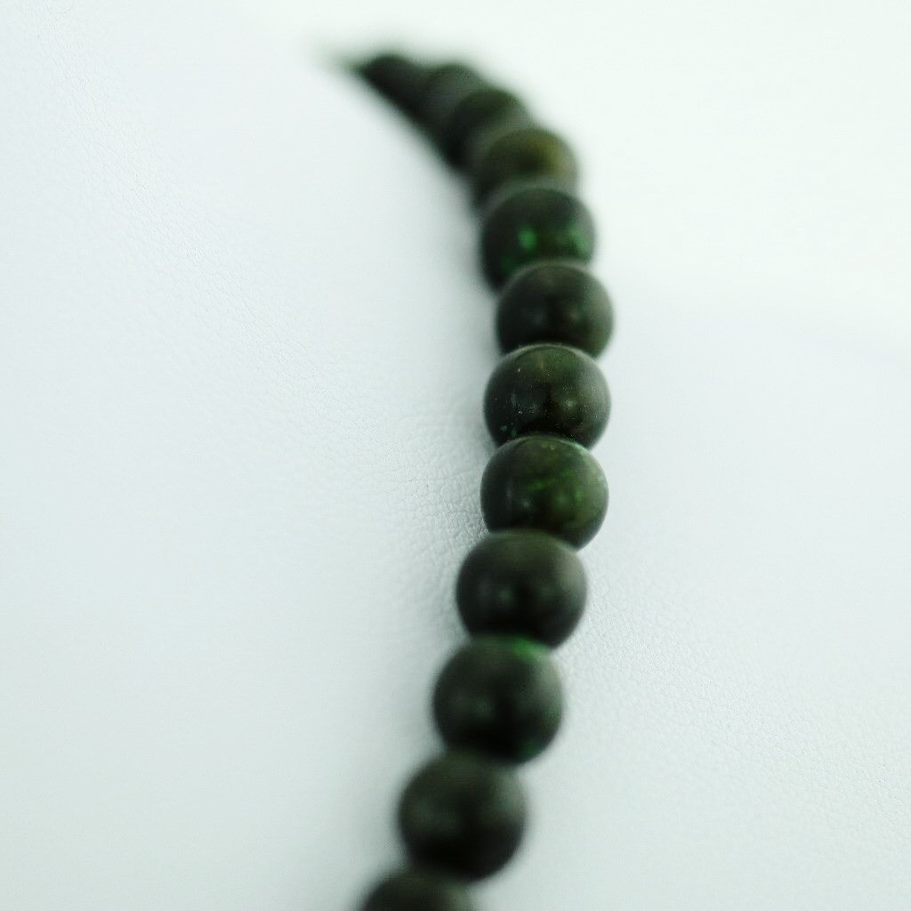Antique Jade Nephrite beads necklace with Sterling clasp