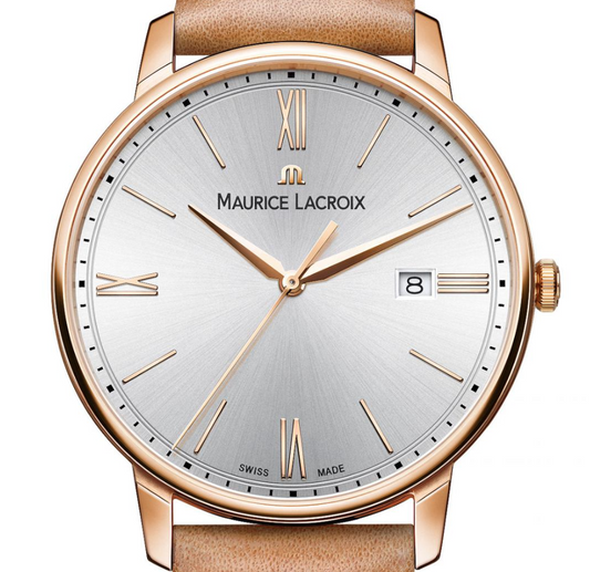 Maurice Lacroix hizo en Suiza el reloj de pulsera chapado en oro de Eliros Gent con correa de cuero