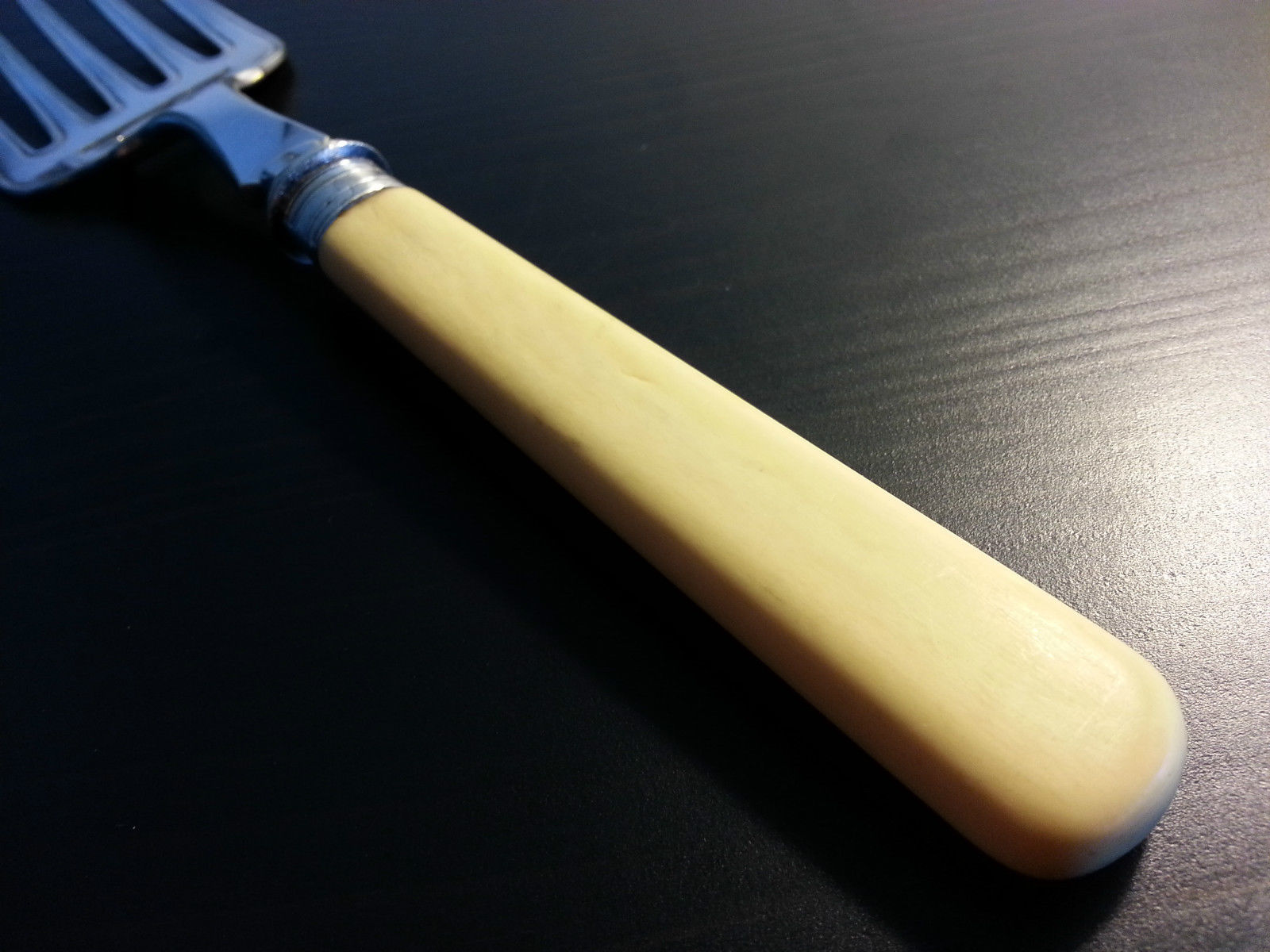 Antique silver plated ornamented serving fork British Empire