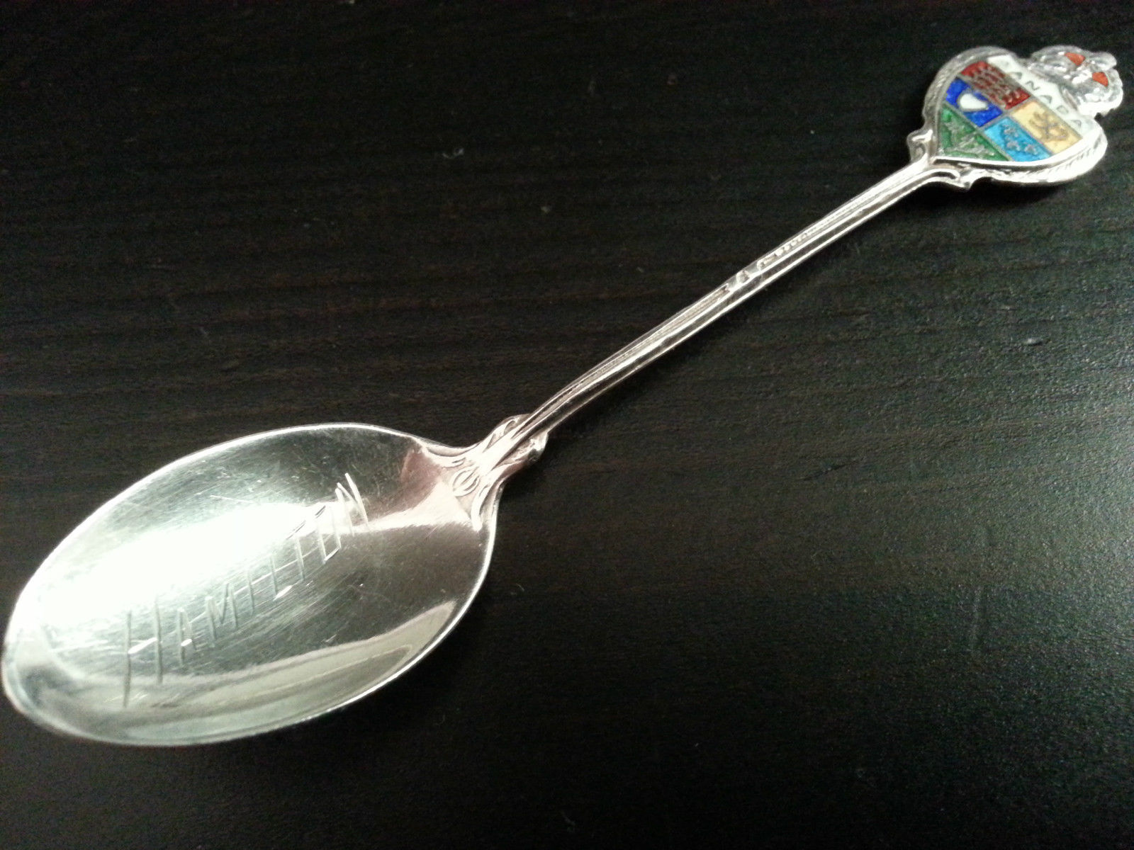 Art Deco enamel sterling silver spoon Hamilton Canada BMco