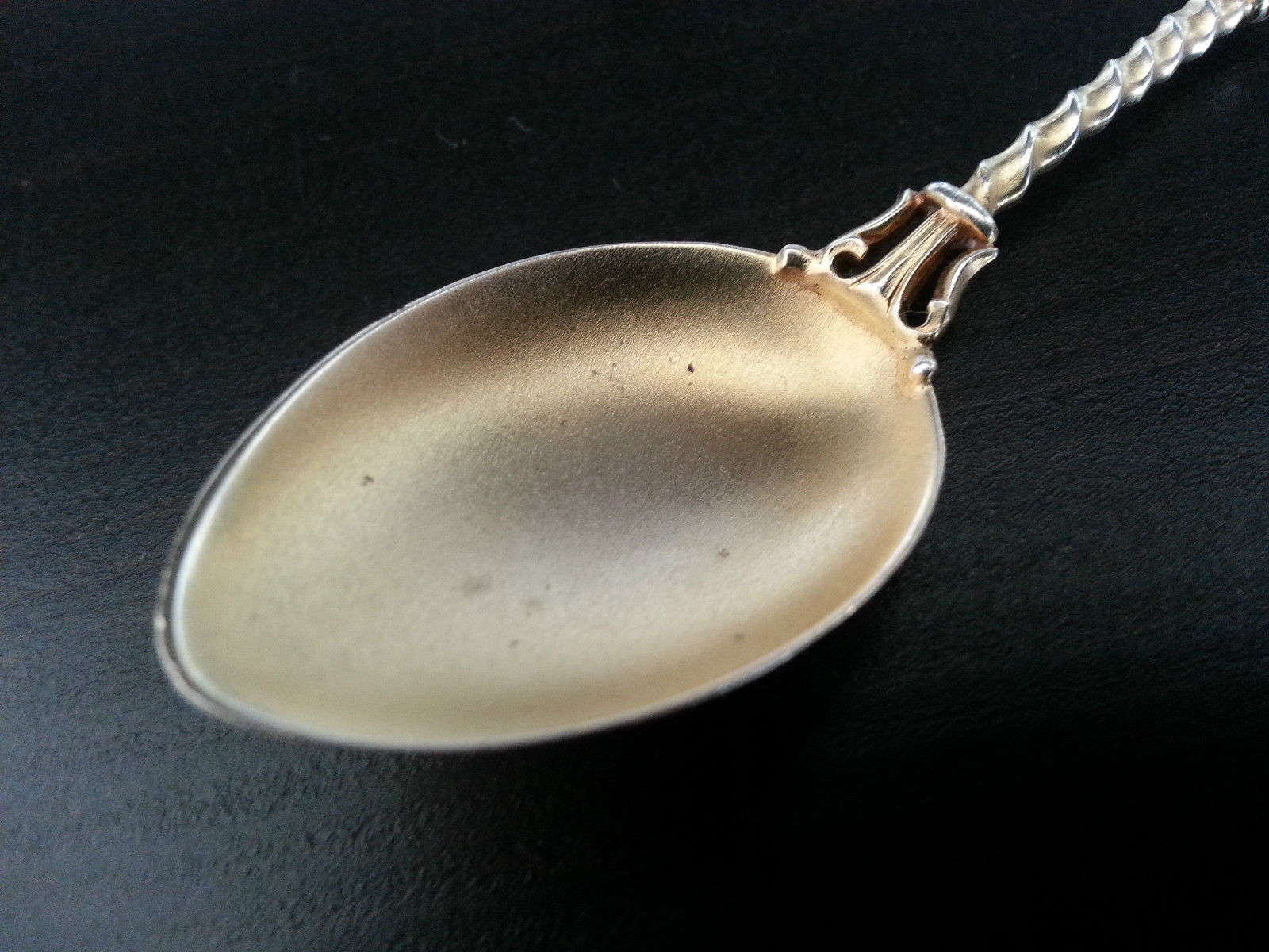 Antique enamel gold plated sterling silver spoon Brussels Belgium 800