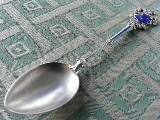 Cuchara de plata maciza esmaltada WIESBADEN Alemania 800 