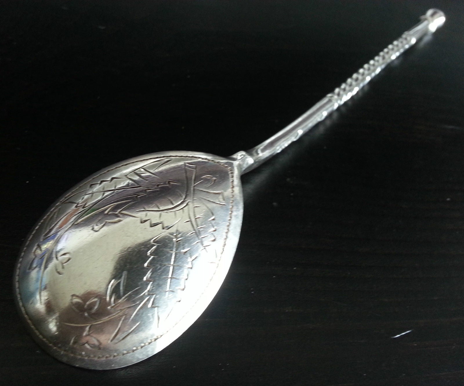 Antiker Löffel aus massivem Silber, 1888, für Tee und Kaffee, 84 Jahre, russisches Kaiserreich