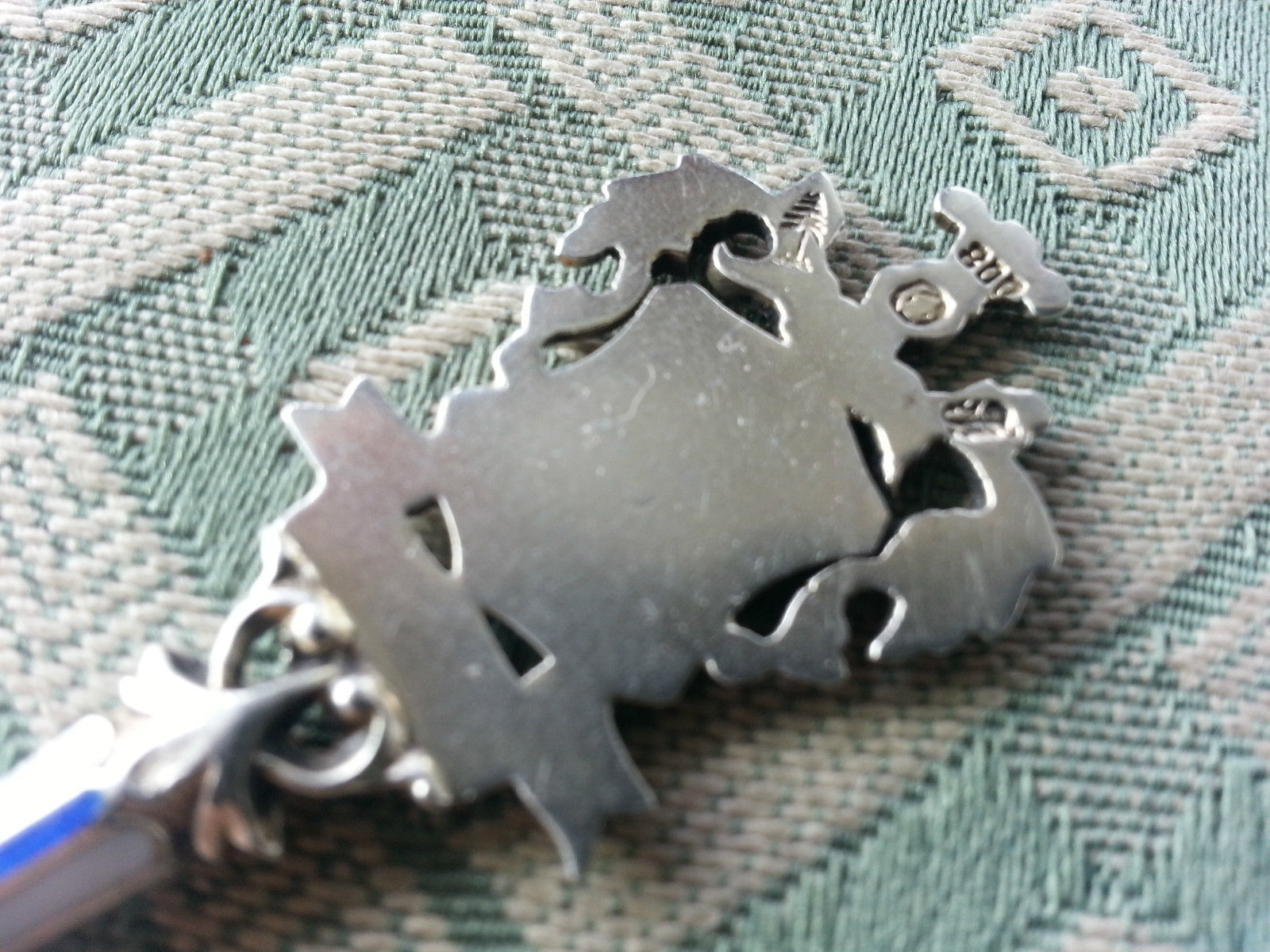 Cuchara de plata maciza esmaltada WIESBADEN Alemania 800 