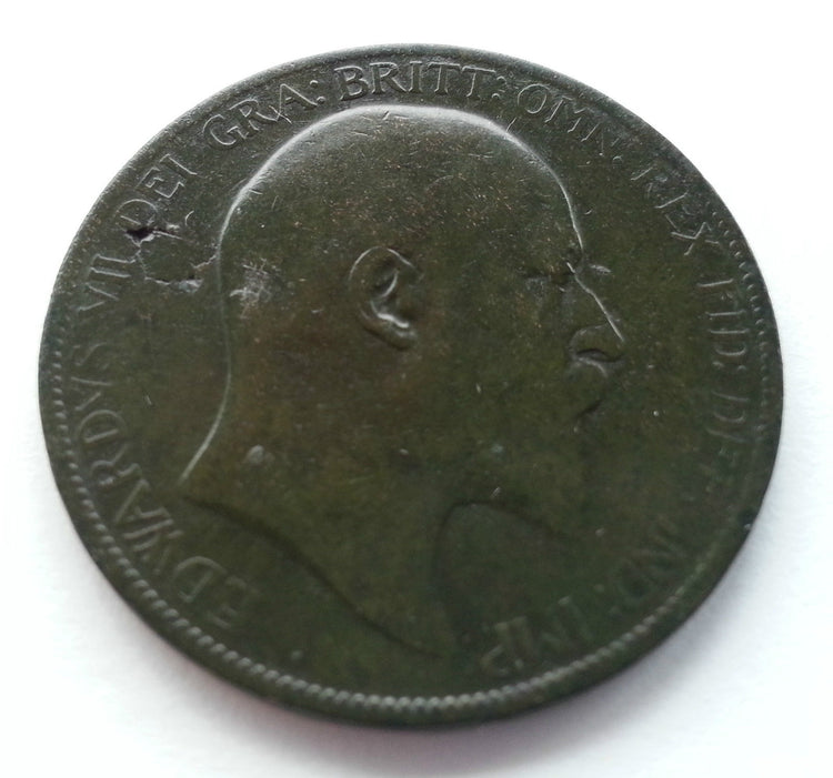Antique 1902 bronze coin one penny Edward VII of British Empire