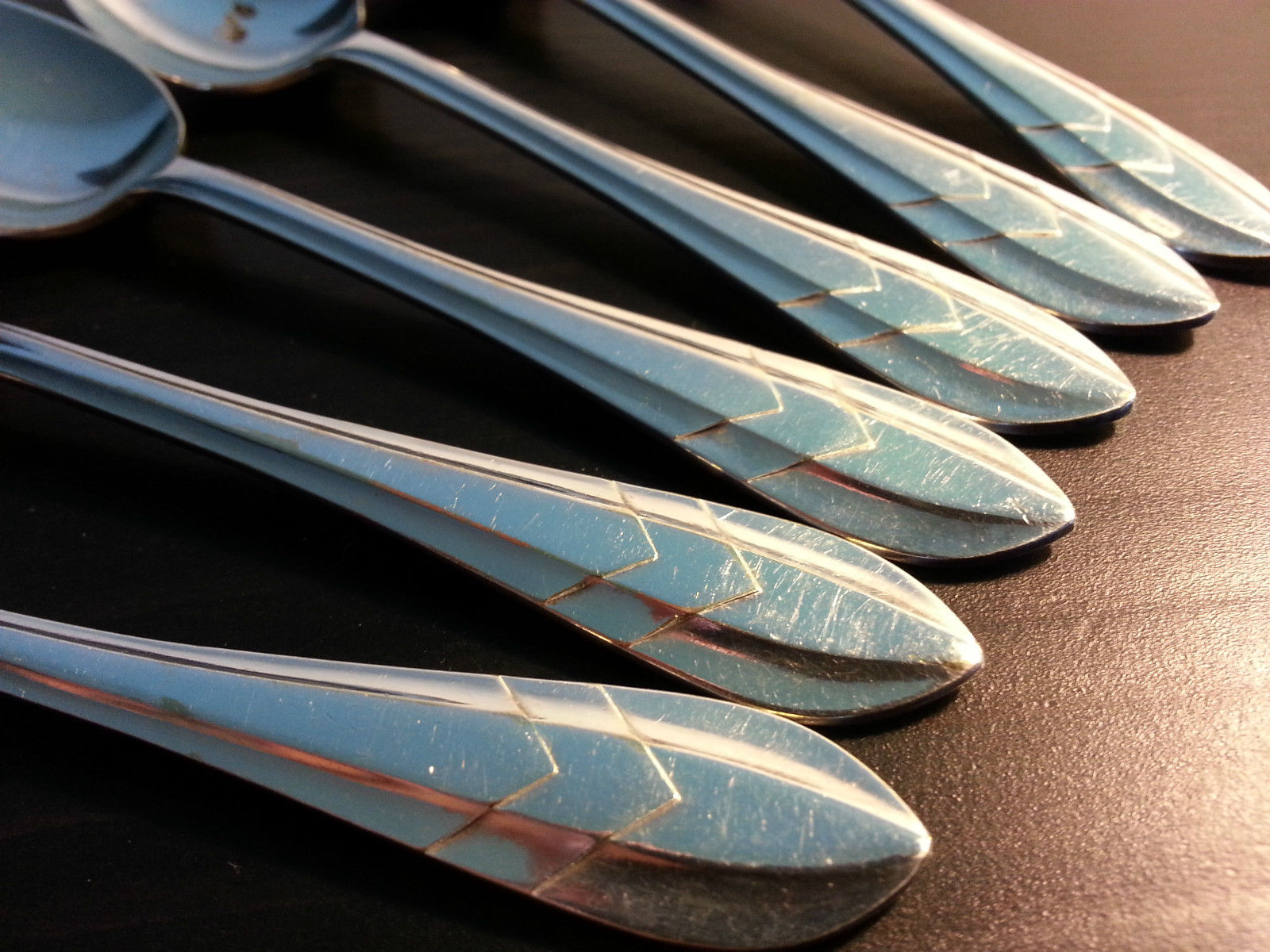 Antique silver plated tea set of six spoons British Empire Sheffield