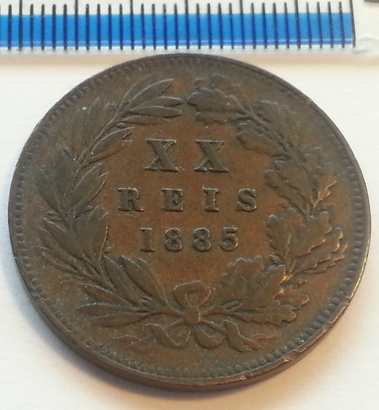 Antique 1885 coin 20 XX reis D. Luiz I Rei DE Portugal