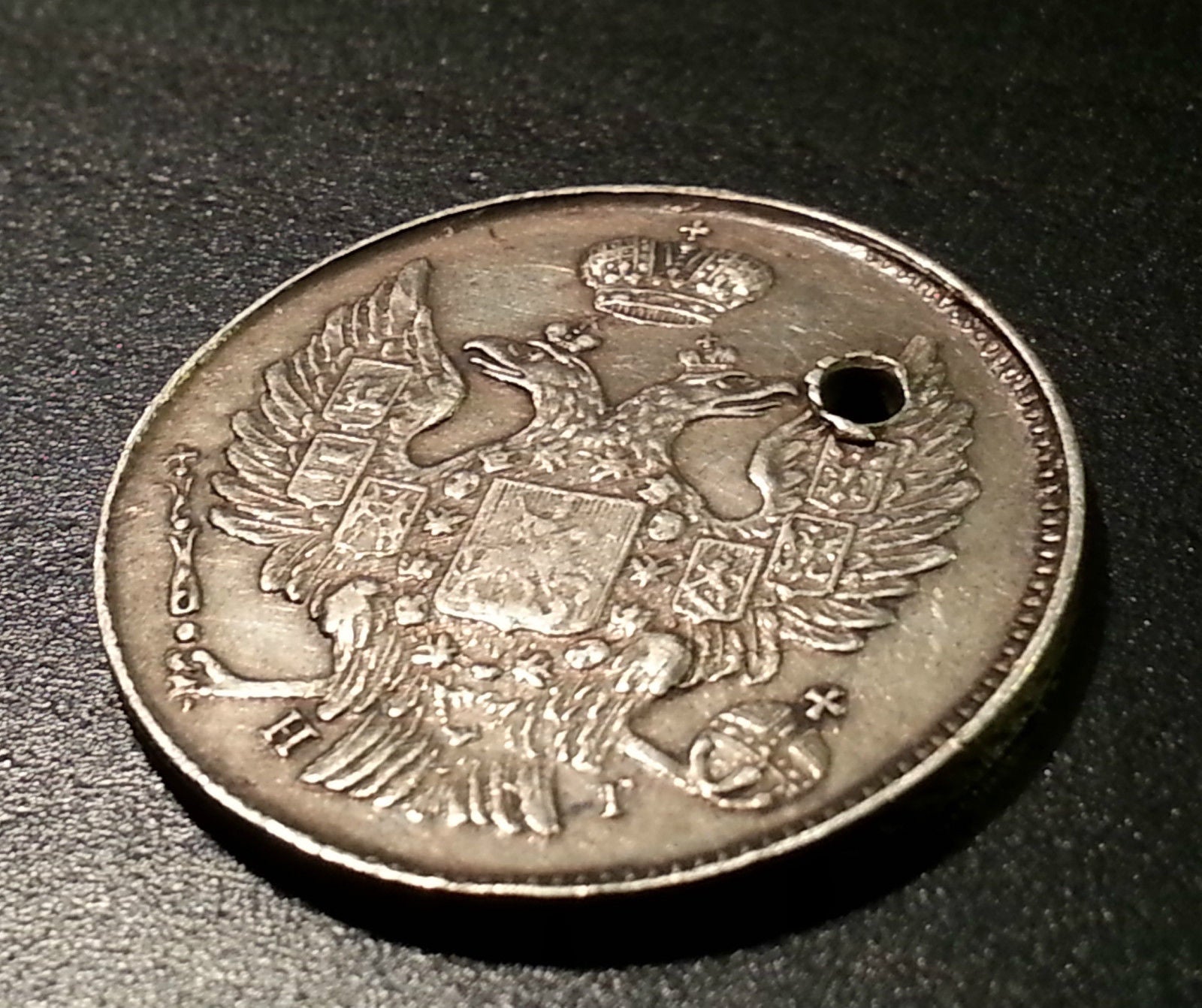 Antike Silbermünze von 1840, 20 Kopeken, Kaiser Nikolaus I. des Russischen Reiches, 19. Jh