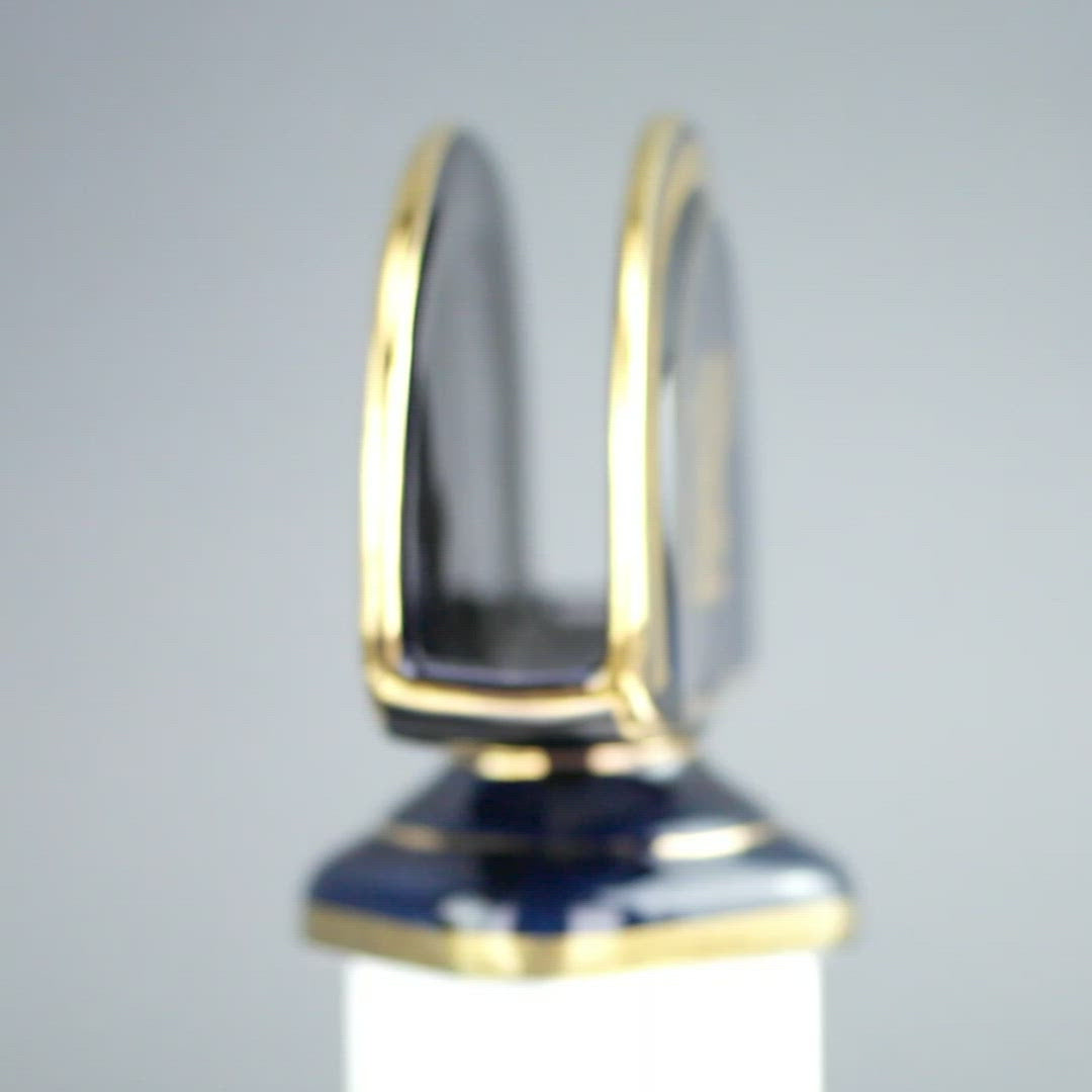 Vintage handmade Greek Royal Blue 24ct Gold plated pottery napkin holder made by Fakiolas, Greece