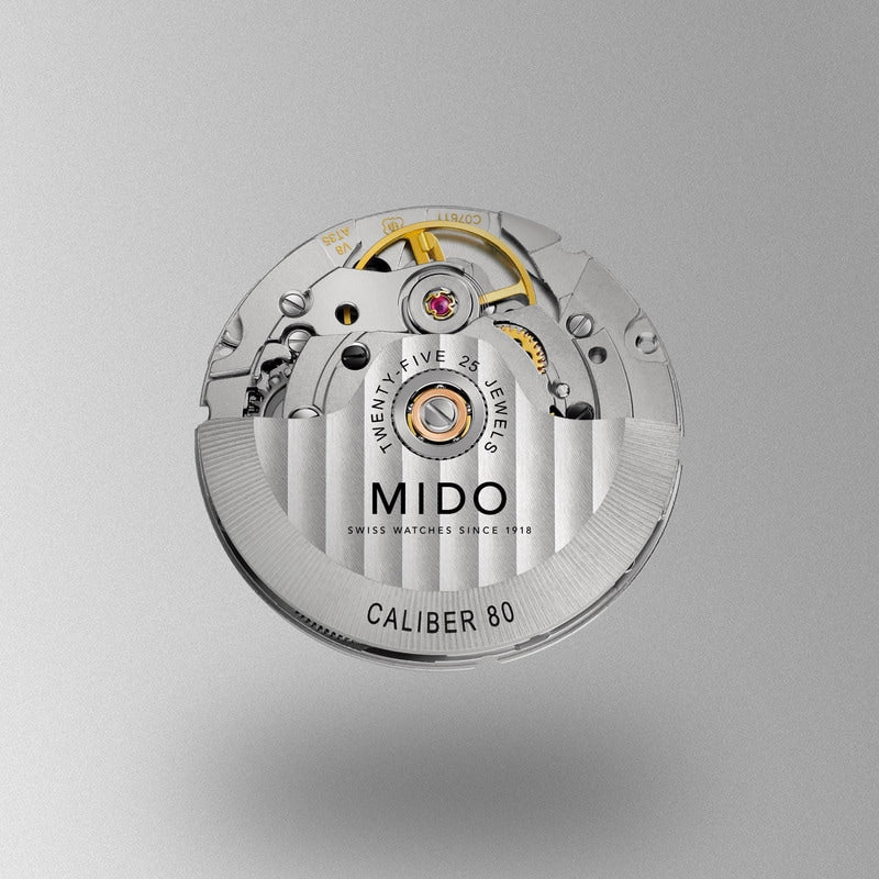 Mido Multifort vergoldete Automatik-Armbanduhr mit 25 Juwelen und Kautschukarmband