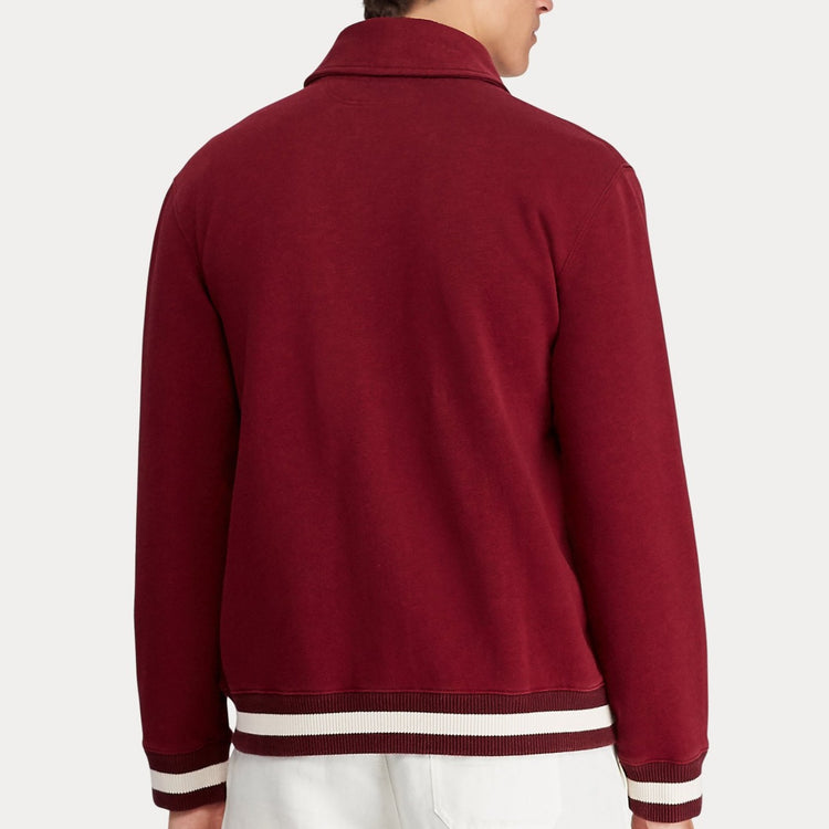 Polo Ralph Lauren Cotton Blend Fleece Cardigan Burgundy